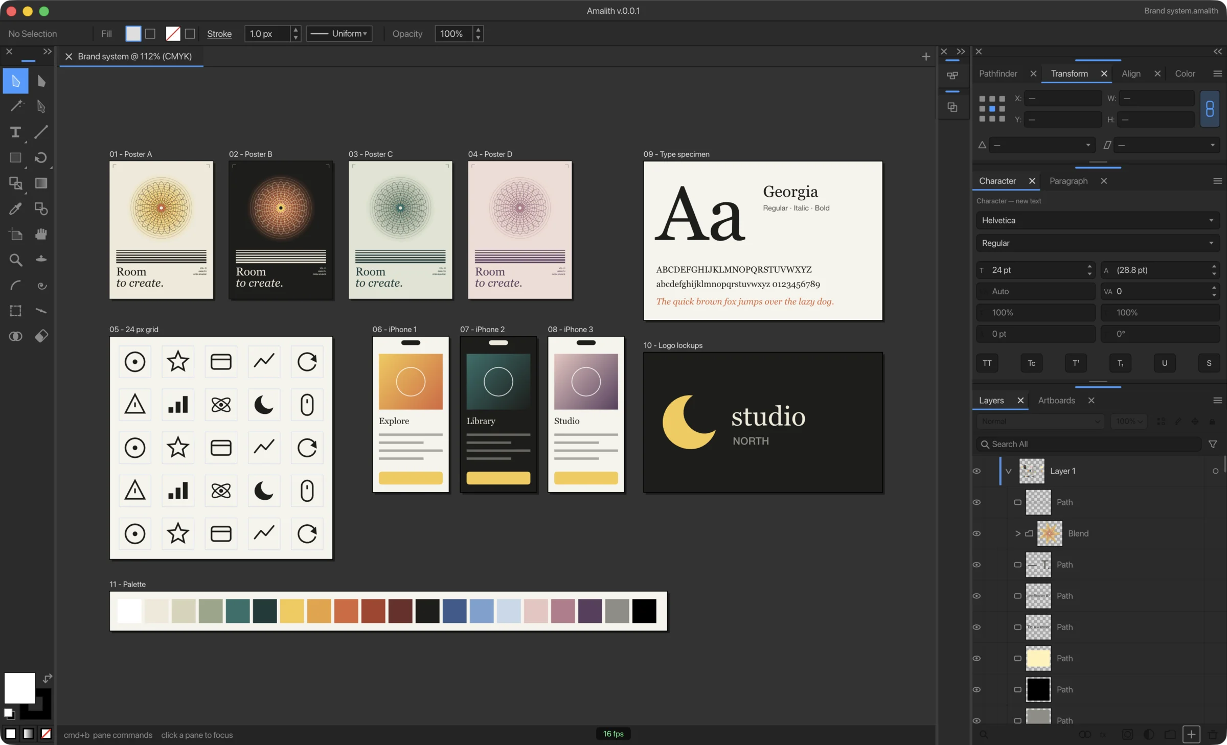 Exploring the infinite pasteboard: screenshot of the Amalith app